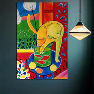 'Cat with the Red Fish' Canvas Oil Print Posters-Furbaby Friends Gifts