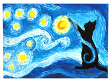 Charger l&#39;image dans la galerie, Cats in Starry Nights Van Gogh Style Canvas Oil Poster Prints-Furbaby Friends Gifts