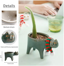 Carregar imagem no visualizador da galeria, Ceramic &#39;Cat Tail&#39; Flowerpot-Furbaby Friends Gifts