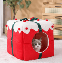 Laden Sie das Bild in den Galerie-Viewer, Christmas Present Pet Bed with Memory Foam Pad-Furbaby Friends Gifts