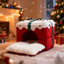 Laden Sie das Bild in den Galerie-Viewer, Christmas Present Pet Bed with Memory Foam Pad-Furbaby Friends Gifts