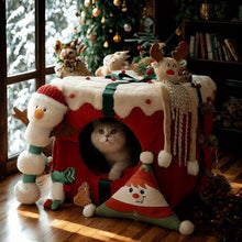 Laden Sie das Bild in den Galerie-Viewer, Christmas Present Pet Bed with Memory Foam Pad-Furbaby Friends Gifts