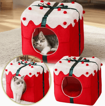 Laden Sie das Bild in den Galerie-Viewer, Christmas Present Pet Bed with Memory Foam Pad-Furbaby Friends Gifts