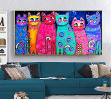 Carica l&#39;immagine nel visualizzatore di Gallery, Colourful Cats Canvas Oil Painting-Furbaby Friends Gifts
