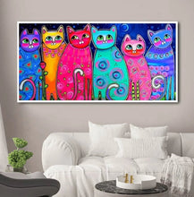 Carregar imagem no visualizador da galeria, Colourful Cats Canvas Oil Painting-Furbaby Friends Gifts