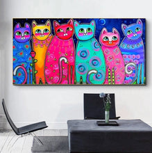 Carica l&#39;immagine nel visualizzatore di Gallery, Colourful Cats Canvas Oil Painting-Furbaby Friends Gifts