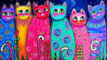 Load image into Gallery viewer, Colourful Cats Canvas Oil Painting-Furbaby Friends Gifts