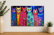 Laden Sie das Bild in den Galerie-Viewer, Colourful Cats Metal Plaques-Furbaby Friends Gifts