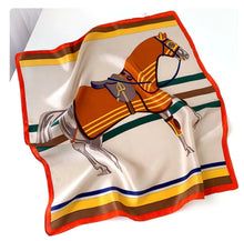 Load image into Gallery viewer, Colourful Silk Horse Print Scarves-Furbaby Friends Gifts