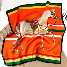 Cargar imagen en el visor de la galería, Colourful Silk Horse Print Scarves-Furbaby Friends Gifts