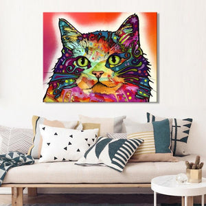 'Contented Kitty' Canvas Oil Print-Furbaby Friends Gifts