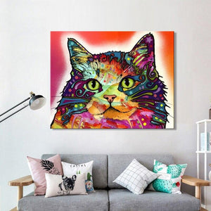 'Contented Kitty' Canvas Oil Print-Furbaby Friends Gifts