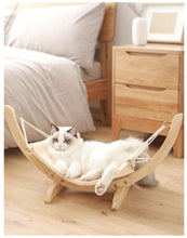 Carregar imagem no visualizador da galeria, Cosy Wooden Cat Hammock-Furbaby Friends Gifts