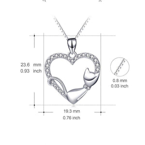 Crystal 'Kitty Love' Silver Pendant Necklace-Furbaby Friends Gifts