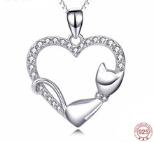Charger l&#39;image dans la galerie, Crystal &#39;Kitty Love&#39; Silver Pendant Necklace-Furbaby Friends Gifts