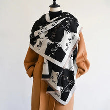 Charger l&#39;image dans la galerie, Cute Cat Jacquard Pashmina Cashmere Scarves-Furbaby Friends Gifts