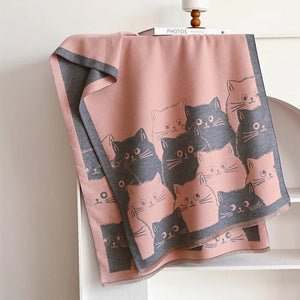 Cute Cat Jacquard Pashmina Cashmere Scarves - Furbaby Friend Gifts
