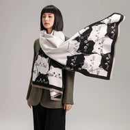 Cute Cat Jacquard Pashmina Cashmere Scarves-Furbaby Friends Gifts