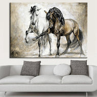 'Determination' Canvas Oil Neutral Horse Print-Furbaby Friends Gifts