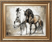 Charger l'image dans la galerie, 'Determination' Canvas Oil Neutral Horse Print-Furbaby Friends Gifts