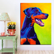 Doberman Canvas Oil Print-Furbaby Friends Gifts