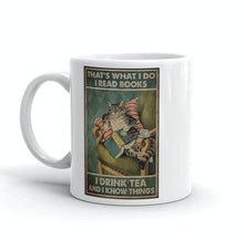 Carica l&#39;immagine nel visualizzatore di Gallery, &#39;Drink Tea and Know Things&#39; Ceramic Mug-Furbaby Friends Gifts