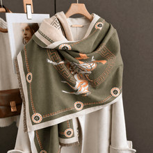 Load image into Gallery viewer, Equestrian Print Cashmere Pashminas-Furbaby Friends Gifts