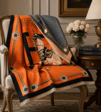Load image into Gallery viewer, Equestrian Print Cashmere Pashminas-Furbaby Friends Gifts