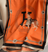Load image into Gallery viewer, Equestrian Print Cashmere Pashminas-Furbaby Friends Gifts
