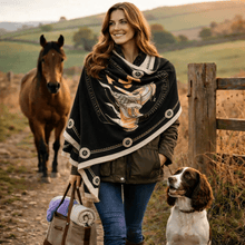 Load image into Gallery viewer, Equestrian Print Cashmere Pashminas-Furbaby Friends Gifts