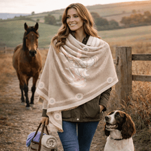 Load image into Gallery viewer, Equestrian Print Cashmere Pashminas-Furbaby Friends Gifts