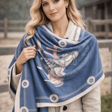 Load image into Gallery viewer, Equestrian Print Cashmere Pashminas-Furbaby Friends Gifts