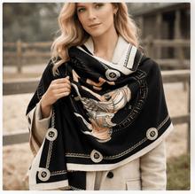 Load image into Gallery viewer, Equestrian Print Cashmere Pashminas-Furbaby Friends Gifts