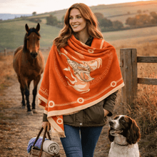 Load image into Gallery viewer, Equestrian Print Cashmere Pashminas-Furbaby Friends Gifts