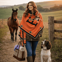 Load image into Gallery viewer, Equestrian Print Cashmere Pashminas-Furbaby Friends Gifts