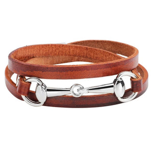 Equestrian Snaffle Bit Leather Bracelet-Furbaby Friends Gifts