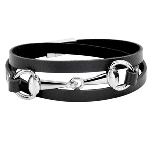 Equestrian Snaffle Bit Leather Bracelet-Furbaby Friends Gifts