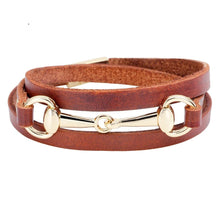 Cargar imagen en el visor de la galería, Equestrian Snaffle Bit Leather Bracelet-Furbaby Friends Gifts