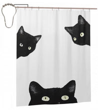 Laden Sie das Bild in den Galerie-Viewer, &#39;Eye Spy&#39; Cat Shower Curtains-Furbaby Friends Gifts
