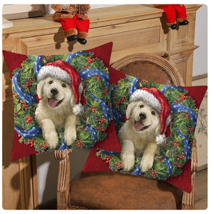 Festive Puppies Wreath Mats & Cushions-Furbaby Friends Gifts