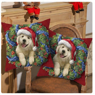 Festive Puppies Wreath Mats & Cushions-Furbaby Friends Gifts