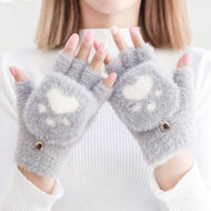 Fluffy Paw Print Mittens-Furbaby Friends Gifts