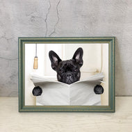 'Frenchie en Suite' Cloakroom Oil Print-Furbaby Friends Gifts