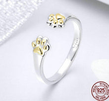 Afbeelding in Gallery-weergave laden, Gold &amp; Silver &#39;Paw Hug&#39; Adjustable Ring-Furbaby Friends Gifts