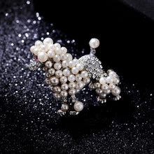 Load image into Gallery viewer, Handmade Pearl &amp; Crystal Poodle Brooch-Furbaby Friends Gifts