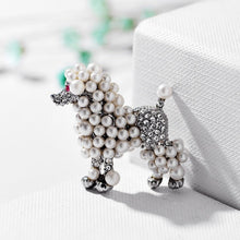 Carica l&#39;immagine nel visualizzatore di Gallery, Handmade Pearl &amp; Crystal Poodle Brooch-Furbaby Friends Gifts