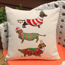 Cargar imagen en el visor de la galería, Have a Doxie Christmas! Cushion Covers-Furbaby Friends Gifts