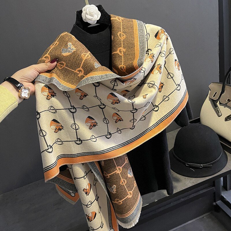 Horse Print Cashmere Soft Pashmina Scarves-Furbaby Friends Gifts