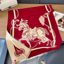 Carica l&#39;immagine nel visualizzatore di Gallery, Horse Print Reversible Winter Cashmere Pashmina Scarves-Furbaby Friends Gifts