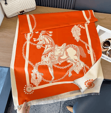 Carica l&#39;immagine nel visualizzatore di Gallery, Horse Print Reversible Winter Cashmere Pashmina Scarves-Furbaby Friends Gifts